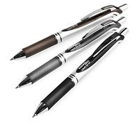Pentel Energel XM BL77 - Retráctil Liquid Gel Pluma de Tinta - 0.7mm - 54% Reciclada - Negro, Gris, Sepia - Paquete De 3