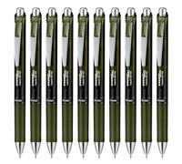 Pentel EnerGel XM BL77A2 - Bolígrafo de gel con mecanismo de presión, color verde oliva (12 unidades)