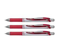 Pentel Energel XM Bolígrafos de Gel Retráctil 0.7mm Punta 0.35mm Line Tinta Roja Ref BL77 [Paquete de 3]