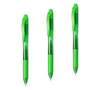 Pentel EnerGelX - Bolígrafo Energel retráctil con punta de bola, Escritura en color verde claro (Paquete de 3)