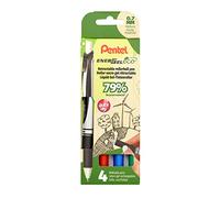 Pentel Bolígrafo roller BL77E-4 EnerGel Eco – 79% reciclado, juego de 4 (negro, rojo, azul, verde)