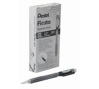 Pentel Fiesta - Caja de portaminas (12 unidades, 0,5 mm, incluye 2 minas HB), color negro