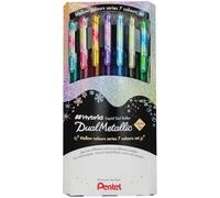 Pentel Hybrid Dual Metallic, Bolsa de 7 patines de tinta de gel metálico pastel K110