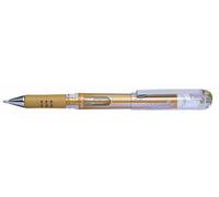Pentel Hybrid Gel Metallic Grip DX K230-XO - 12 Bolígrafos híbridos de punta redonda, tinta pigmentada, color dorado