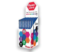 Pentel iZee BX460-C - Lote de 48 bolígrafos con tapa y clip de metal, punta ancha de 1 mm, color azul