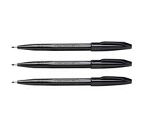 Pentel - Juego de 3 bolígrafos de fieltro Sign Pen S 520 punta sintética negro