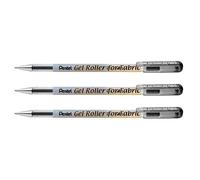 Pentel - Juego de 3 bolígrafos roller gel BN15 0,5 mm especial textil negro