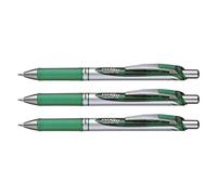 Pentel - Juego de 3 bolígrafos roller tinta de gel EnerGel BL77, verde
