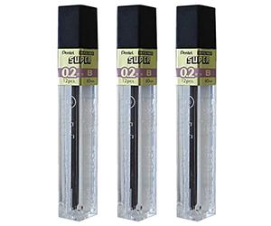 PENTEL Juego de 3 carcasas de 12 minas para portaminas HI-POLYMER SUPER 0,2 mm B