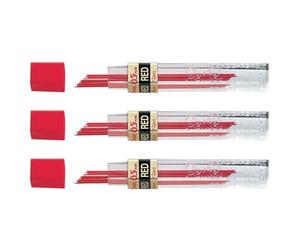 Pentel - Juego de 3 estuches para portaminas (0,5 mm), color rojo