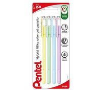 Pentel K108P Hybrid Milky Roller Gel colores pastel 4 unidades (verde, morado, amarillo, azul claro)