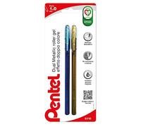 Pentel K110 Hybrid Dual Metallic 1pc Azul + Verde Metálico, 1pc Oro Metálico