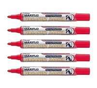 Pentel - Lote de 5 rotuladores permanentes MAXIFLO NLF50 (punta cónica, 2 mm), color rojo