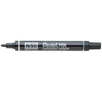Pentel - Marcador industrial con cuerpo de aluminio y punta gruesa. Apto para casi todas las superficies. Color negro. - Pack de 12