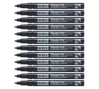 Pentel - Marcador industrial con cuerpo de aluminio y punta media. Apto para casi todas las superficies. Color negro. - Pack de 12