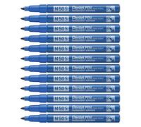 Pentel - Marcador industrial con cuerpo de aluminio y punta media. Apto para casi todas las superficies. Color azul. - Pack de 12