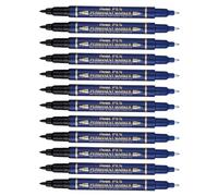 Pentel - Marcador permanente con dos puntas. Color azul. - Pack de 12