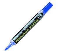 Pentel - Marcador permanente Maxiflo con pulsador trasero para bombear la tinta. Punta biselada. Color azul. - Pack de 12