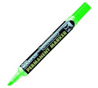 Pentel - Marcador permanente Maxiflo con pulsador trasero para bombear la tinta. Punta biselada. Color verde. - Pack de 12
