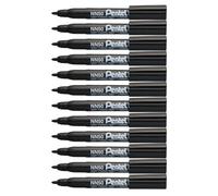 Pentel – Marcador permanente punta cónica, color negro – Pack de 12