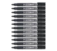 Pentel - Marcador permanente Paint Marker. Máxima opacidad y permanencia en casi todas las superficies. Tinta en color negro. - Pack de 12
