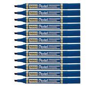 Pentel - Marcador permanente punta biselada apto para casi todas las superficies. Color azul. - Pack de 12