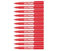 Pentel - Marcador permanente punta cónica. Color rojo. - Pack de 12