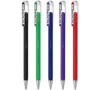Pentel Mattehop - Bolígrafos de gel líquido, punta K110, punta de 1,0 mm, tinta negra, azul, roja, verde y violeta, paquete de 5