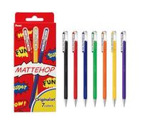 Pentel Mattehop - Juego de 7 bolígrafos de gel (1,0 mm, colores originales)