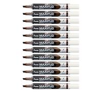 Pentel Maxiflo Lot 12 seco borrar marcadores de punta Cincel tinta líquida marrón media pizarra