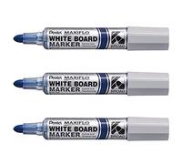 PENTEL MAXIFLO MWL5W - Lote de 3 rotuladores de pizarra blanca (punta ultra ancha), color azul