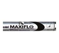 Pentel maxiflo rotulador para pizarra blanca - regulacion del flujo de tinta - punta de bala - ancho de linea 2mm - 50% de materiales reciclados - color negro (12 uds)