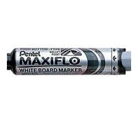 Pentel maxiflo rotulador para pizarra blanca - regulacion del flujo de tinta - punta redonda - ancho de linea 2,5mm - 50% de materiales reciclados - color negro (12 uds)