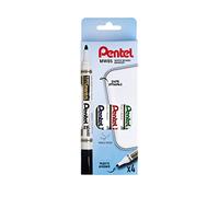 Pentel MW85/4 rotuladores para pizarra blanca punta cónica media, color 4 couleurs Pochette de 4
