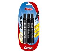 Pentel N50 - Lote de 3 permanentes (punta cónica), color negro