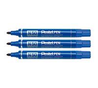 Pentel N50 marcador permanente punta cónica azul 3 unidades