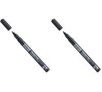 Pentel N50S-A Marcador permanente, carcasa de aluminio, 1,0 mm, negro, 1 unidad (Paquete de 2)