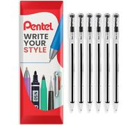Pentel Negro Excelente Bolígrafo Bolígrafos 0.7mm Punta de Pluma 0.25mm Line Ancho Línea Fina Tinta Recargable Bk77 (Paquete de 6) - Negro, Pack Of 6