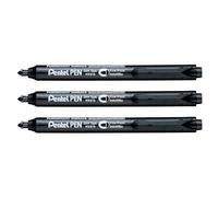 Pentel NXS15 - Lote de 3 rotuladores permanentes retráctiles, color negro