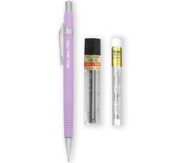 Pentel P205-97C - Portaminas automáticas, gama floral pastel, individual + 12 minas de recambio HB de alto polímero de 0,5 mm + tubo de 4 recambios de borrador Z2-1N (morado pastel)