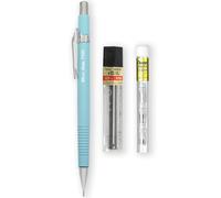 Pentel P205-97C - Portaminas automáticas, gama floral pastel, individual + 12 minas de recambio HB de alto polímero de 0,5 mm + tubo de 4 recambios de borrador Z2-1N (azul pastel)