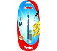 Pentel P207 - Portaminas (punta de 0,7 mm, cuerpo de 4 mm), color azul, incluye estuche con minas