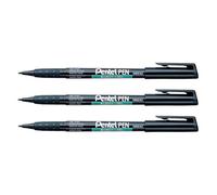 PENTEL Pentel PEN - Lote de 3 rotuladores permanentes (punta fina), color negro