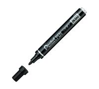 Pentel - PENTEL PEN N50-AE MARCADOR PERMANENTE CUERPO ALUMINIO NEGRO Y PUNTA MEDIA CONICA -12U- N50-AE