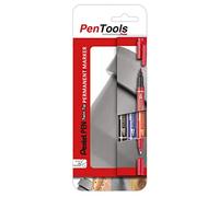 Pentel PenTools by N75W - Rotulador permanente (punta doble, multiusos, sin olor, 2 puntas de 0,3 mm y 1,2 mm, 3 unidades), colores surtidos