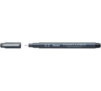 Pentel Pointliner S20P-2A, rotulador de punta fina, negro, resistente al agua y a la luz, 0,2 mm, 12 unidades