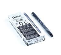 Pentel Pointliner S20P-5A, rotulador de punta fina, negro, resistente al agua y a la luz, 0,5 mm, 12 unidades