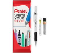 Pentel Portaminas automático serie 120 A315 + 12 minas de recambio HB + tubo de recambios de goma de borrar - En embalaje de almohada - 0,5 mm - Blanco