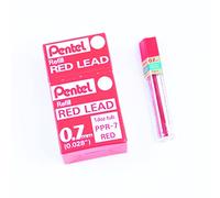 Pentel PPR Estuche de 12 cables de recarga rojos para lápices mecánicos 0.7 mm