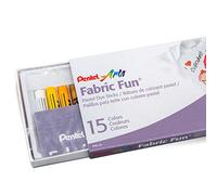 Pentel PTS15 Fabric Fun - Juego de ceras para tela (15 unidades, colores surtidos)